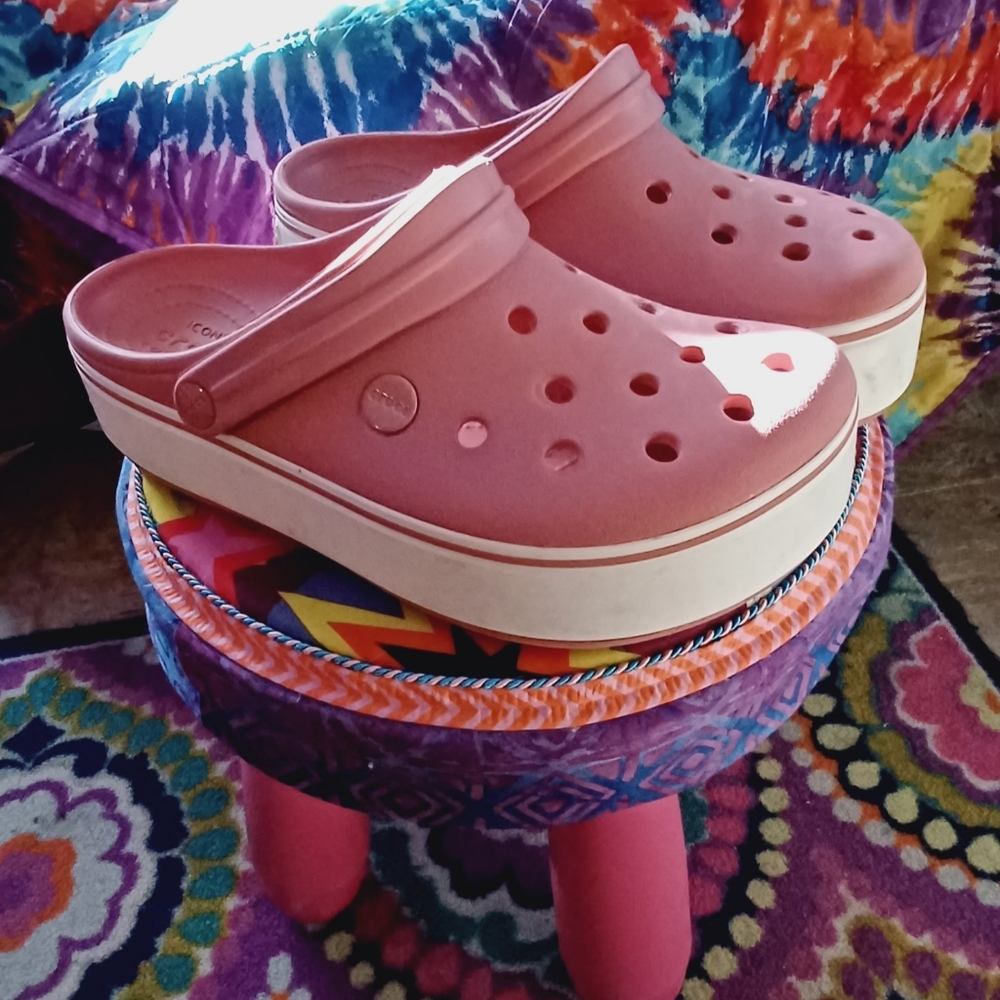 Pink Croc Platforms, size 9